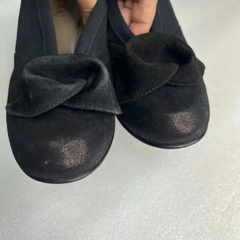ANYI LU Hand Made‎ Italy Heels Black Fabric Metallic Leather Bow Detail Formal 9 - Picture 14 of 16